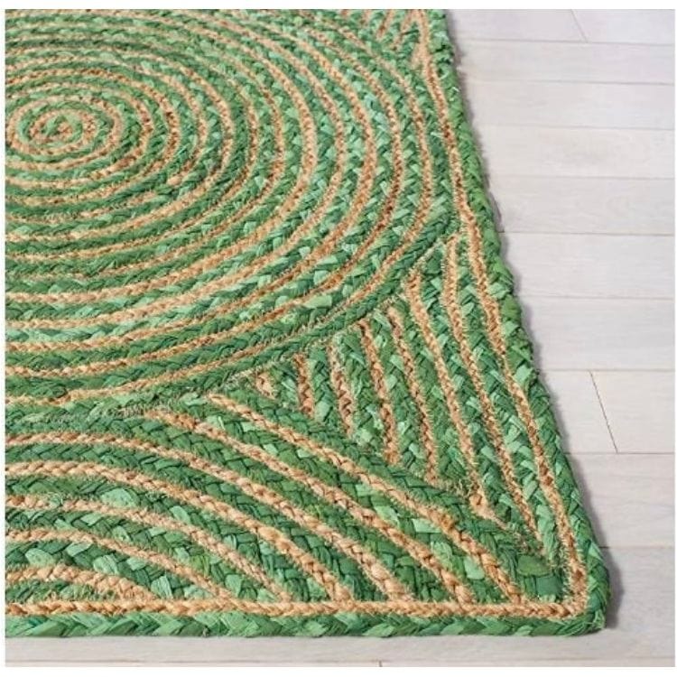 Green Jute Chindi Multicolour Rug Handmade Natural Rugs For Livingroom, Bedroom, Kitchen Custom size Rug