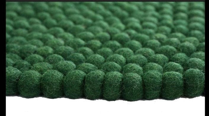 Felt Ball  Rug Dark Green 500cm Round Rug-Free Shipping