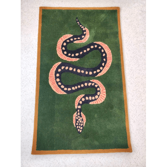 Rugs-Handmade-Animal Snake Design Rug- Area Rug-Hand tufted Rug-Wool Carpet