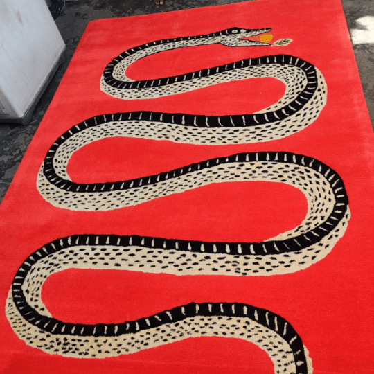 Rugs-Handmade-Animal Snake Design Rug- Area Rug-Hand tufted Rug-Wool Carpet