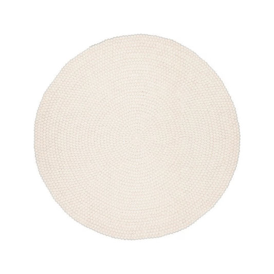 Felt Ball Rug-White Floor Rug Carpet-180cm wool felt rug-Room Felt Carpet-Fair trade-100% Wool -Nursery Decor-Organic-Housewarming